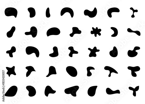 Abstract Organic Blob Shapes Vector Set Minimalist Fluid Ink Blobs Silhouette Elements Modern Liquid Shape Icons for Graphic Design, Branding, Patterns, Stickers & Digital Artwork