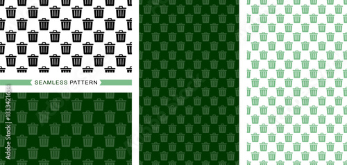 Trash bin pattern, seamless pattern, seamless background, and vector illustration.