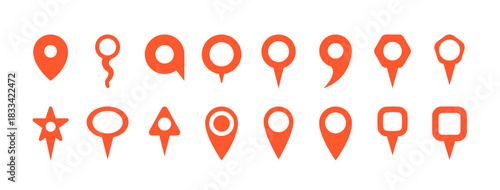 Red vector map pin location. Marker badge city pictogram isolated pin icon