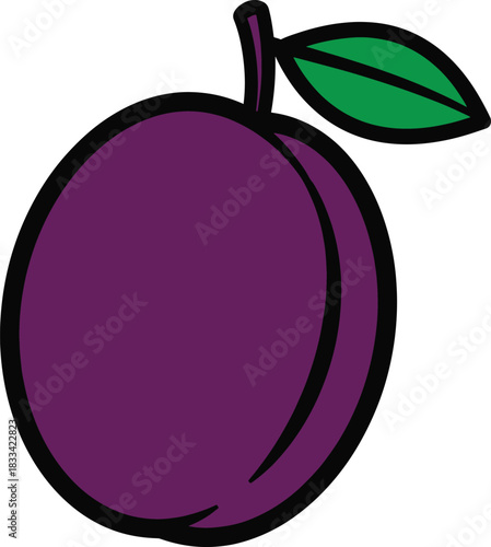 Bold Color Cartoon Plum Fruit Illustration