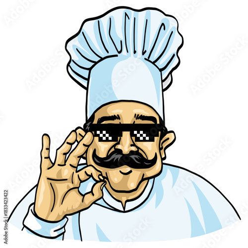 Chef Swag Making Okay Sign Cartoon Character Design Mascot