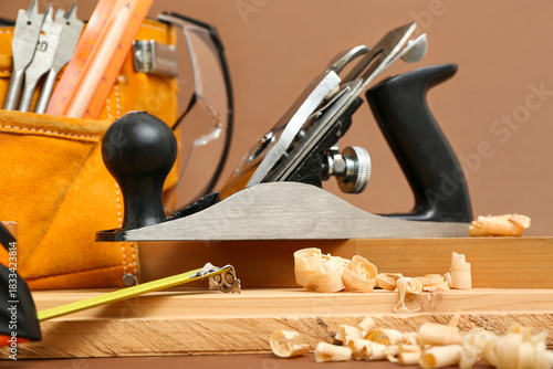 Carpenter's tools, planks a...