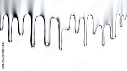 Metallic Liquid Drips on Transparent Background