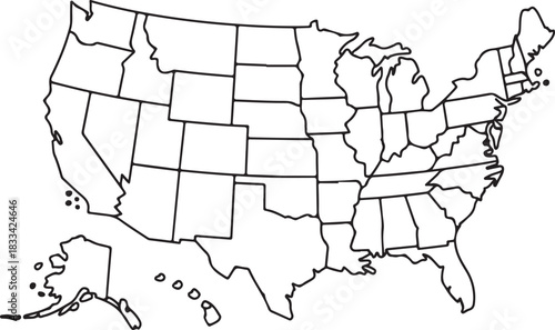 United States map outline showing all the states against a transparent backdrop