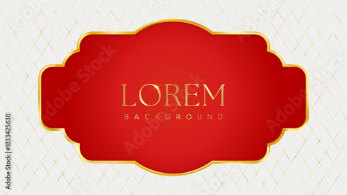 Red Gold Christmas red price tag. Vintage luxury frame