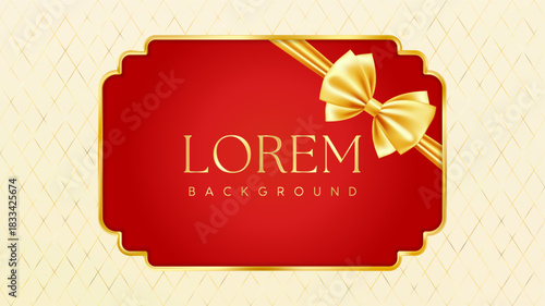 Red Gold Christmas red price tag. Vintage luxury frame