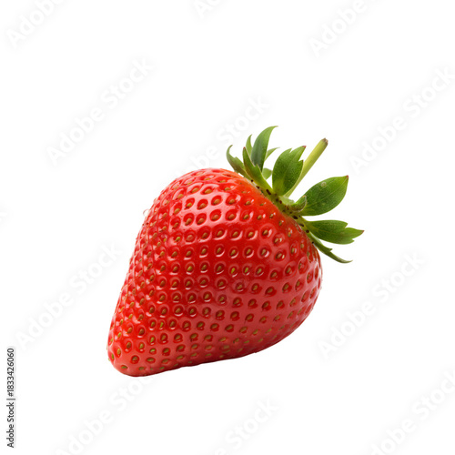 Single Strawberry Isolated - Minimalist Fresh Fruit Clipart with Transparent Background