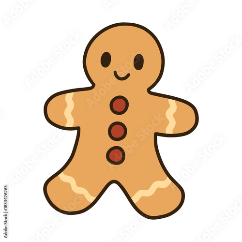 Cute gingerbread man cookie cartoon illustration
