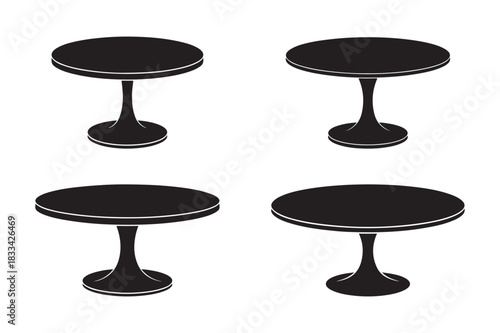 Four black silhouette tulip pedestal tables