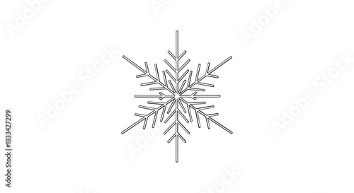 Intricate snowflake design with delicate branches and central vertical line