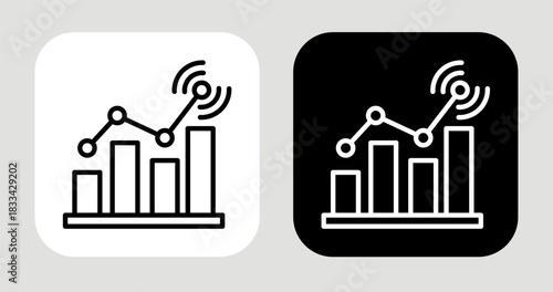 Trend Signal Icon In Black and White Line Style