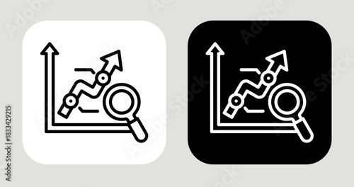 Insight Trend Icon In Black and White Line Style
