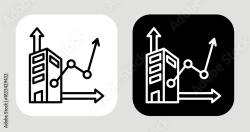 Industry Trend Icon In Black and White Line Style