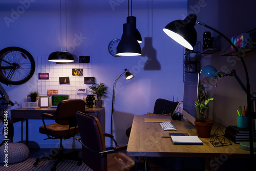 Modern home office interior...
