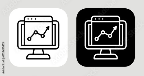 Trend Window Icon In Black and White Line Style
