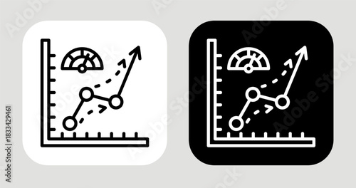 Demand Curve Icon In Black and White Line Style