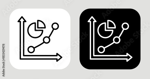 Sector Trend Icon In Black and White Line Style
