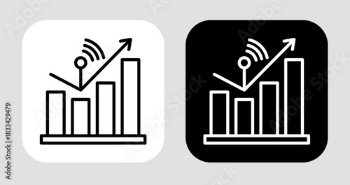 Trend Signal Icon In Black and White Line Style