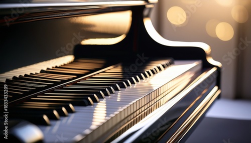 minimalist macro shot of a piano highlighting classical design and elegance in a detailed image