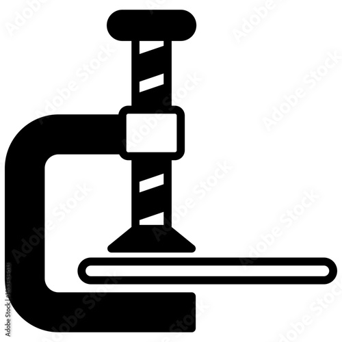 Clamp Glyph Icon, Mini Illustration Relate To Carpentry, Wood Industry. Use For Modern Concept, Ui, Ux Web And App Development.