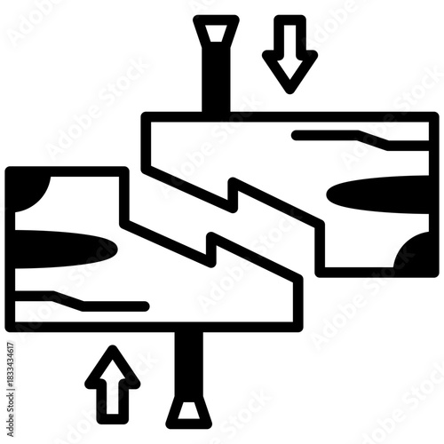 Groove Join Glyph Icon, Mini Illustration Relate To Carpentry, Wood Industry. Use For Modern Concept, Ui, Ux Web And App Development.