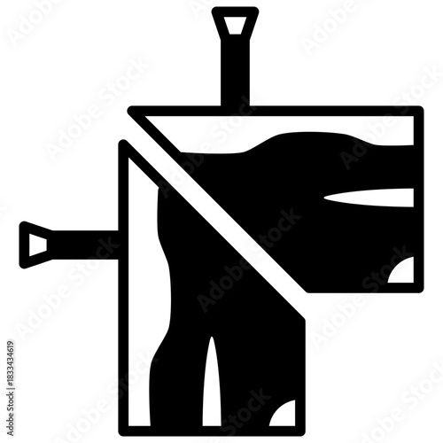 Groove Join Glyph Icon, Mini Illustration Relate To Carpentry, Wood Industry. Use For Modern Concept, Ui, Ux Web And App Development.