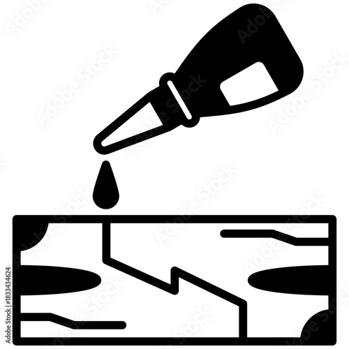 Epoxy Glue Glyph Icon, Mini Illustration Relate To Carpentry, Wood Industry. Use For Modern Concept, Ui, Ux Web And App Development.