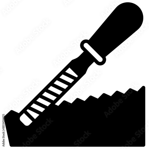 Rasp Glyph Icon, Mini Illustration Relate To Carpentry, Wood Industry. Use For Modern Concept, Ui, Ux Web And App Development.