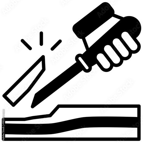 Gouge Cutter Glyph Icon, Mini Illustration Relate To Carpentry, Wood Industry. Use For Modern Concept, Ui, Ux Web And App Development.