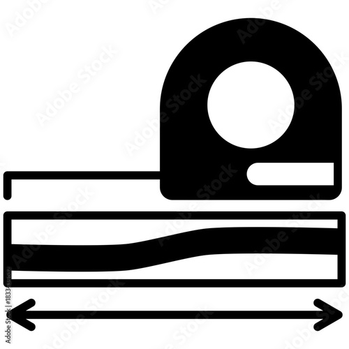 Tape Measure Glyph Icon, Mini Illustration Relate To Carpentry, Wood Industry. Use For Modern Concept, Ui, Ux Web And App Development.
