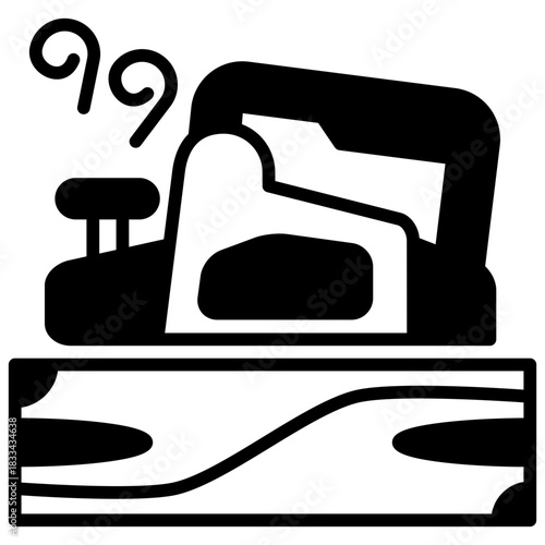 Jack Plane Glyph Icon, Mini Illustration Relate To Carpentry, Wood Industry. Use For Modern Concept, Ui, Ux Web And App Development.