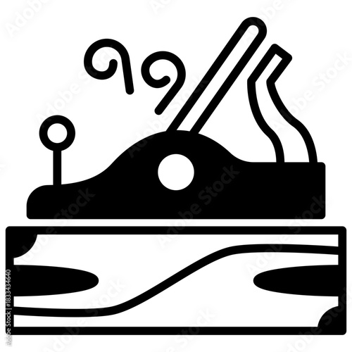Hand Planer Glyph Icon, Mini Illustration Relate To Carpentry, Wood Industry. Use For Modern Concept, Ui, Ux Web And App Development.