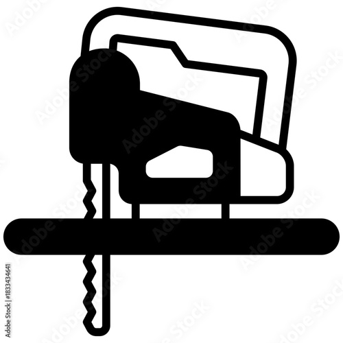 Jig Saw Glyph Icon, Mini Illustration Relate To Carpentry, Wood Industry. Use For Modern Concept, Ui, Ux Web And App Development.