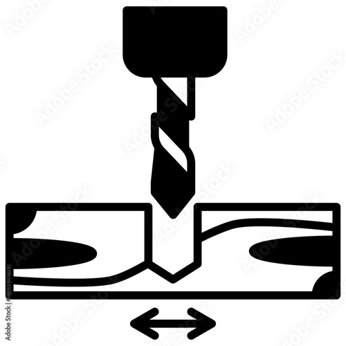 Kerf Width Glyph Icon, Mini Illustration Relate To Carpentry, Wood Industry. Use For Modern Concept, Ui, Ux Web And App Development.