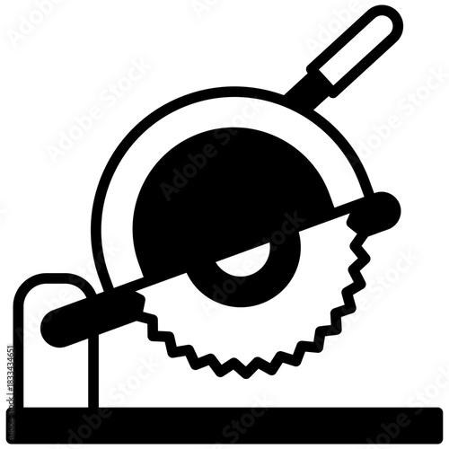 Electric Saw Glyph Icon, Mini Illustration Relate To Carpentry, Wood Industry. Use For Modern Concept, Ui, Ux Web And App Development.