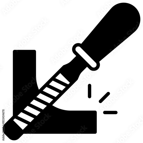 Rasp Glyph Icon, Mini Illustration Relate To Carpentry, Wood Industry. Use For Modern Concept, Ui, Ux Web And App Development.