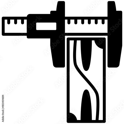 Measure Glyph Icon, Mini Illustration Relate To Carpentry, Wood Industry. Use For Modern Concept, Ui, Ux Web And App Development.