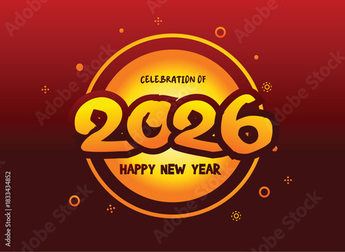 Happy New Year 2026 Greeting banner logo design illustration, Creative and Colorful new year vector Abstract design typography logo 2026 for vector celebration and season decoration, backgrounds