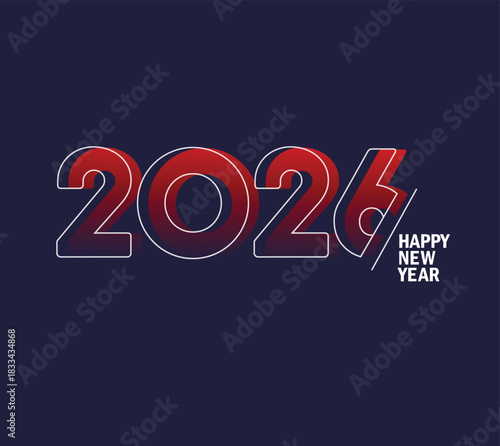 Happy New Year 2026 Greeting banner logo design illustration, Creative and Colorful new year vector Abstract design typography logo 2026 for vector celebration and season decoration, backgrounds