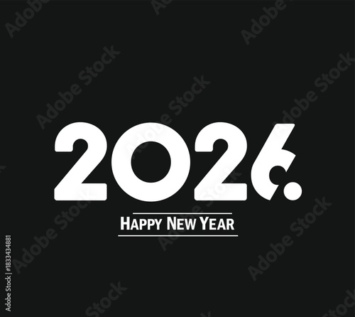 Happy New Year 2026 Greeting banner logo design illustration, Creative and Colorful new year vector Abstract design typography logo 2026 for vector celebration and season decoration, backgrounds