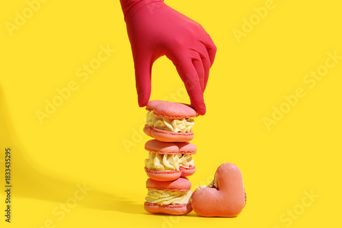 Female hand with sweet hear...