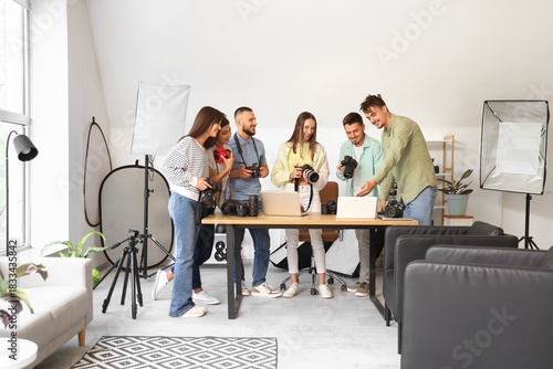 Group of young photographer...
