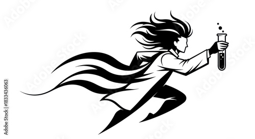 Scientist in Motion: A Dynamic Vector Illustration of Scientific Pursuit.