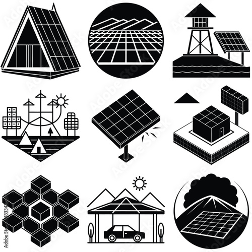 A frame desert shelter cabin with a seamless black border design