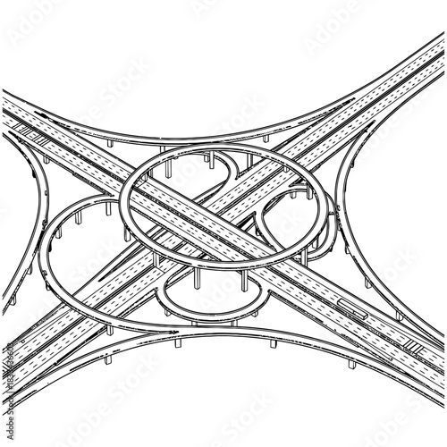 Multi level junction icon flat vector.