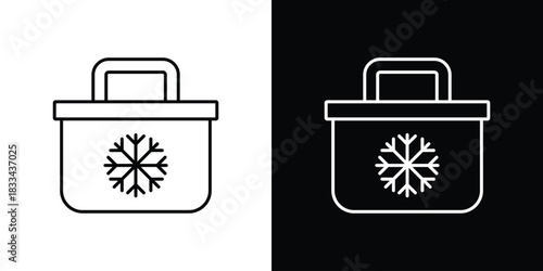Portable fridge box icons isolated outline vector icon with editable stroke