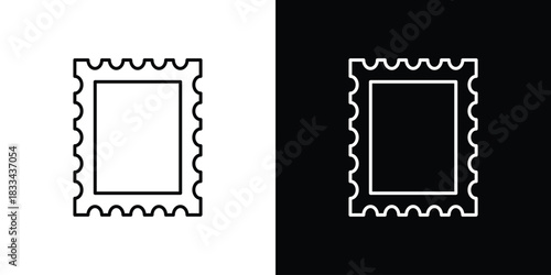 Postage stamp icons isolated outline vector icon with editable stroke