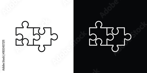 Puzzle icons isolated outline vector icon with editable stroke