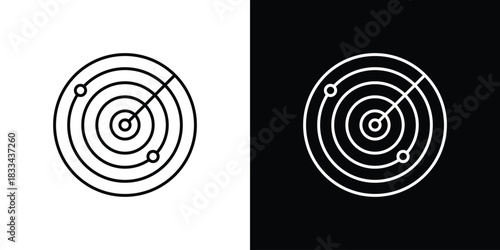Radar icons isolated outline vector icon with editable stroke