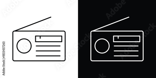 Radio icons isolated outline vector icon with editable stroke